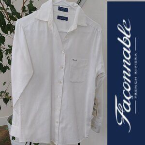 Faconnable White 100% Cotton Button Down Shirt